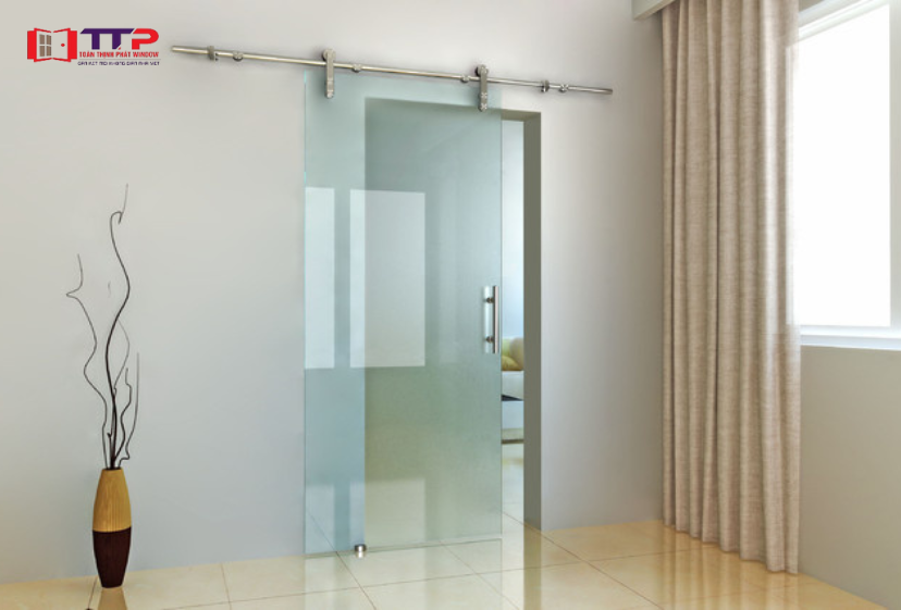 Cửa kính cường lực lùa 1 cánh phòng ngủ